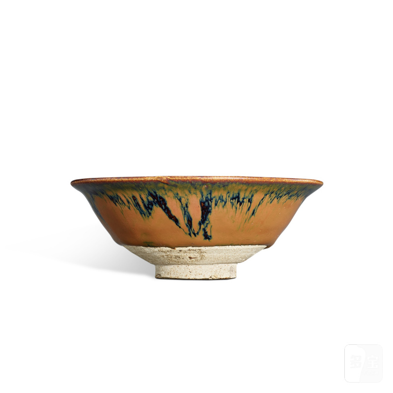 A russet-splashed black-glazed conical bowl, Northern Song - Jin dynasty | 北宋至金 黑釉醬花飛斑紋笠式盞 - 图2